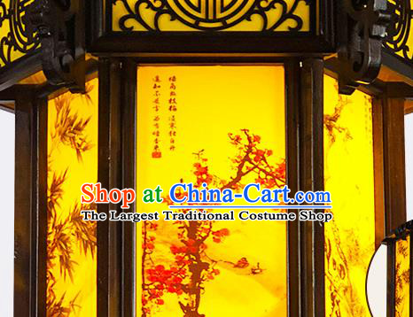 China Traditional Festival Hanging Lantern Classical Lanterns Handmade Hexagon Palace Lantern Painting Plum Orchids Bamboo Chrysanthemum Lamp