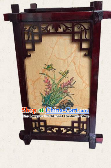 China Handmade Vintage Palace Lantern Traditional Court Light Lamp Plum Orchids Bamboo Chrysanthemum Painting Hanging Lantern Classical Wood Lanterns