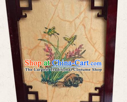 China Handmade Vintage Palace Lantern Traditional Court Light Lamp Plum Orchids Bamboo Chrysanthemum Painting Hanging Lantern Classical Wood Lanterns