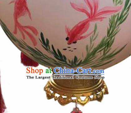 China Golden Dragon Head Hanging Lantern Classical Wood Lanterns Handmade Vintage Palace Lantern Traditional Painting Fish Light Lamp