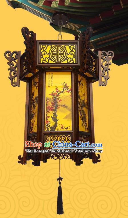 China Traditional Festival Hanging Lantern Classical Lanterns Handmade Hexagon Palace Lantern Painting Plum Orchids Bamboo Chrysanthemum Lamp