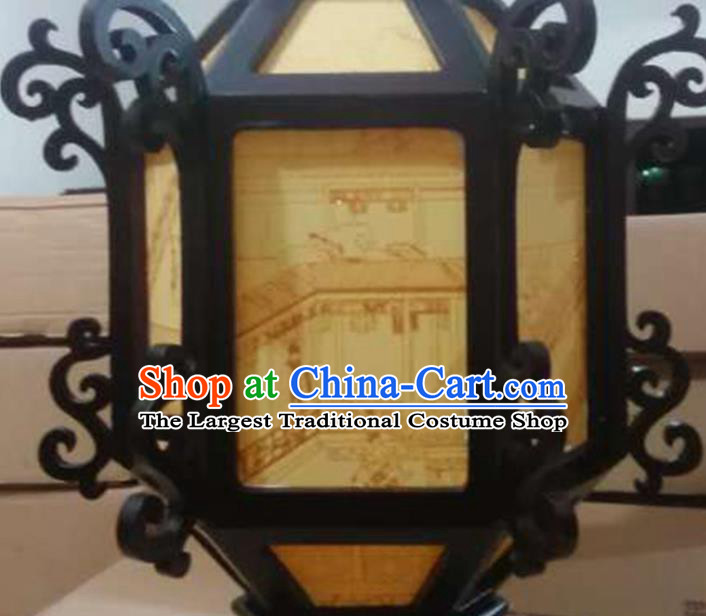 China Classical Hexagon Lanterns Vintage Palace Lantern Traditional Light Lamp Handmade Wood Hanging Lantern