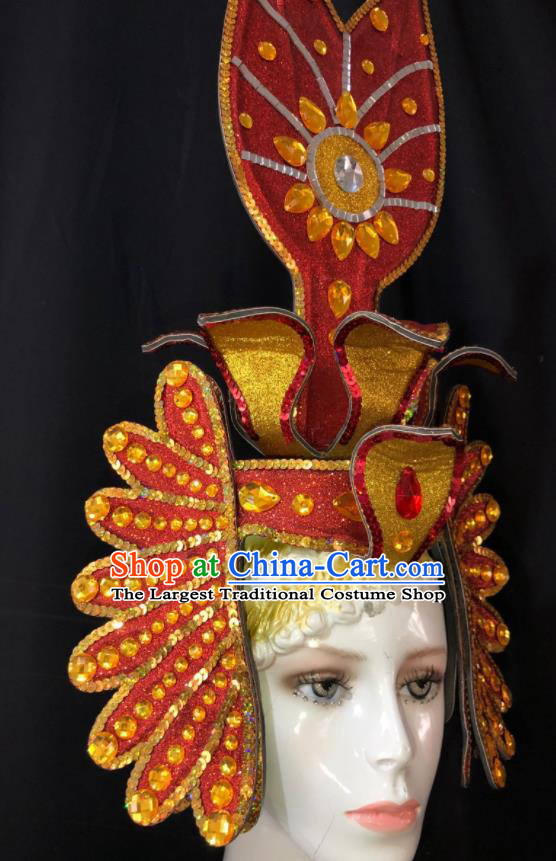 Professional Stage Performance Red Hat Halloween Opening Dance Headdress Cosplay King Headwear Easter Hair Decorations