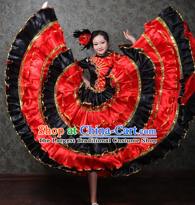 Professional Modern Dance Clothing Spanish Dance Garment Costume Opening Dance Red Dress
