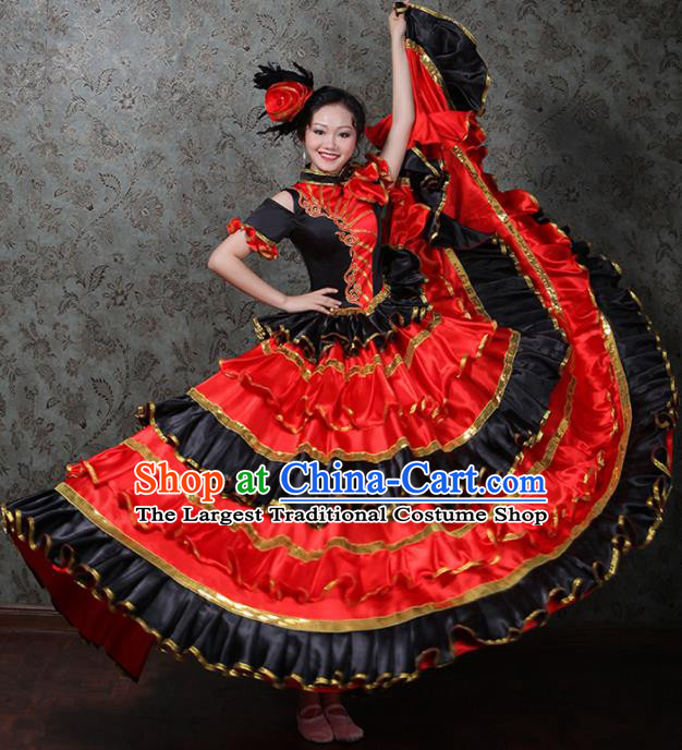 Professional Modern Dance Clothing Spanish Dance Garment Costume Opening Dance Red Dress