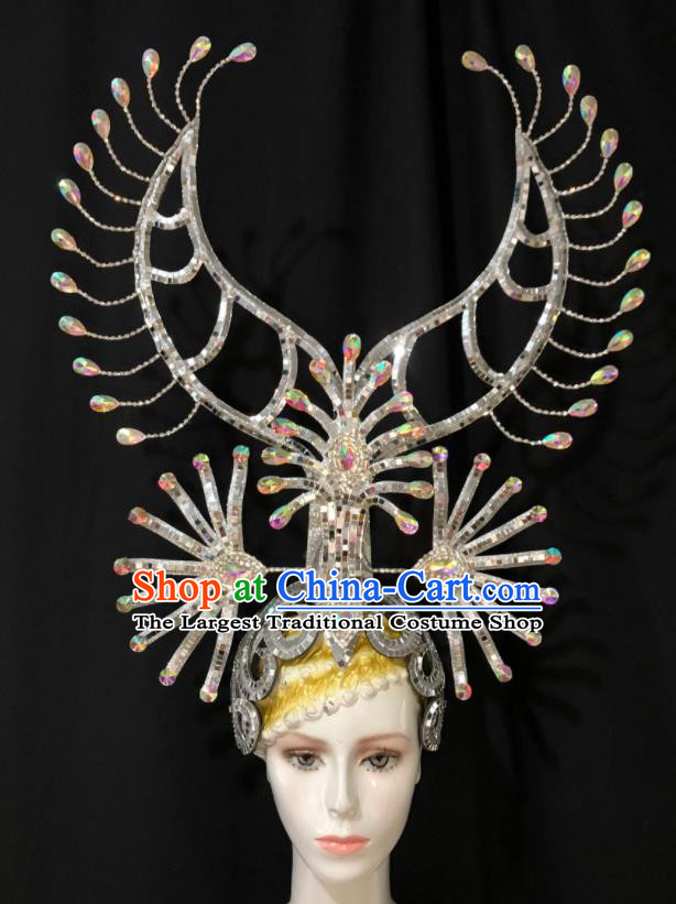 Handmade Brazil Carnival Deluxe Headdress Samba Dance Royal Crown Easter Hair Accessories Halloween Cosplay Giant Phoenix Coronet