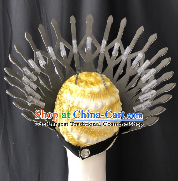Handmade Halloween Cosplay Queen Argent Royal Crown Brazil Carnival Headdress Samba Dance Deluxe Hair Accessories Easter Parade Headwear