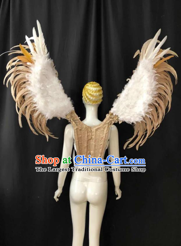 Professional Brazilian Carnival Catwalks Props Opening Dance Angel Wings Miami Deluxe Khaki Feathers Back Accessories