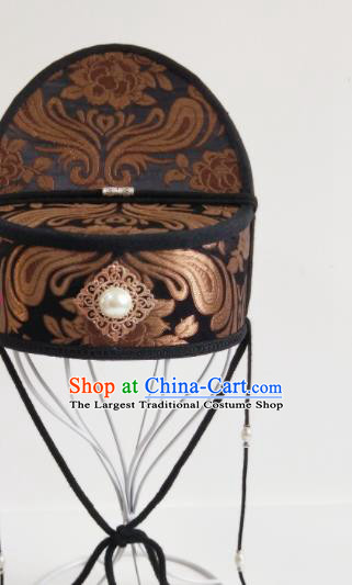 Handmade Chinese Ming Dynasty Eunuch Hair Crown Ancient Swordsman Dongfang Bu Bai Headwear Drama Traditional Hanfu Black Hat