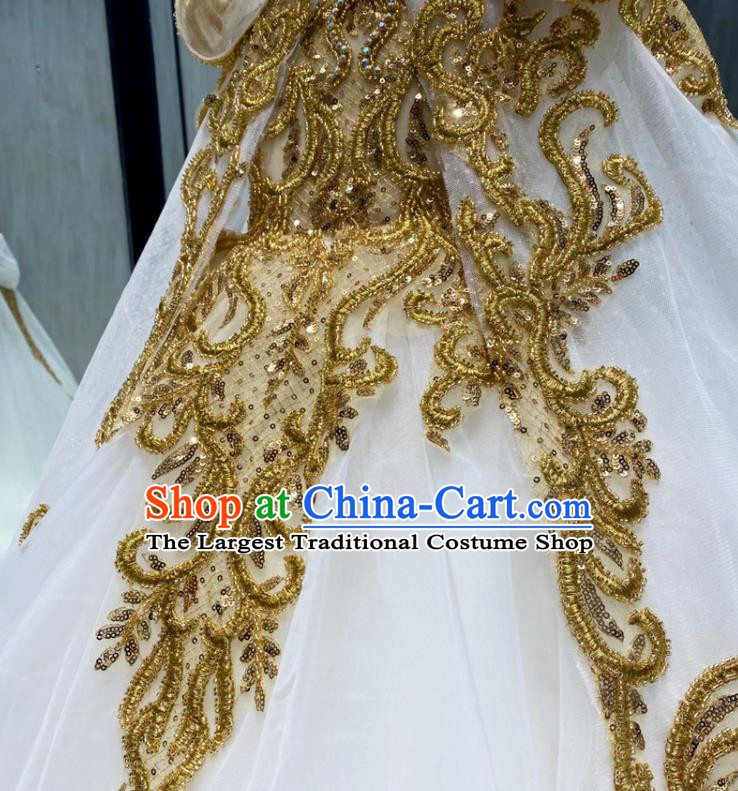 Top Girl Catwalks Show Cape Clothing Christmas Princess Formal Garment Children Stage Performance White Veil Evening Dress
