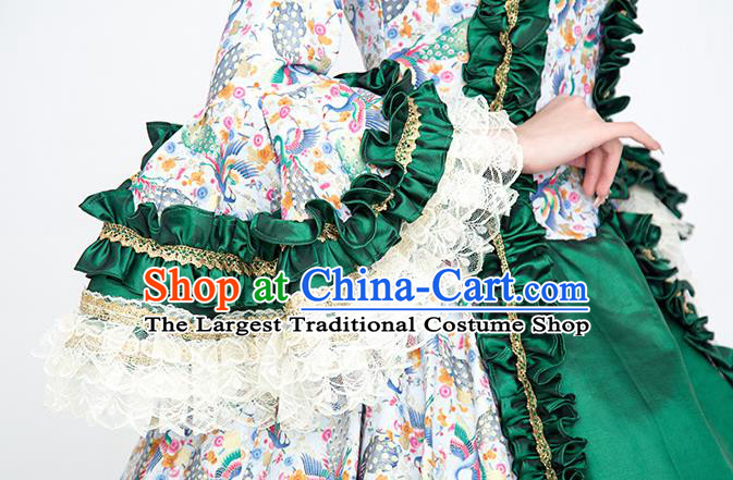 Custom European Performance Green Dress Europe Princess Clothing Western Vintage Full Dress Court Woman Fashion