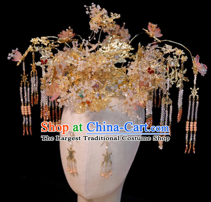 Chinese Xiuhe Suits Headpieces Handmade Hairpins Classical Wedding Hair Accessories Ancient Bride Phoenix Coronet
