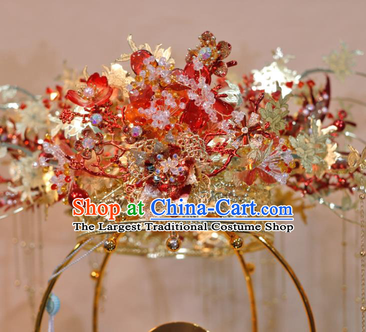 Chinese Xiuhe Suits Phoenix Coronet Handmade Wedding Headdress Ancient Bride Hair Crown Classical Hair Accessories