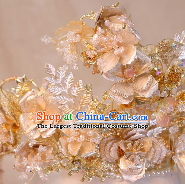 Chinese Ancient Bride Tassel Hair Crown Wedding Hair Accessories Classical Phoenix Coronet Handmade Xiuhe Suits Headdress