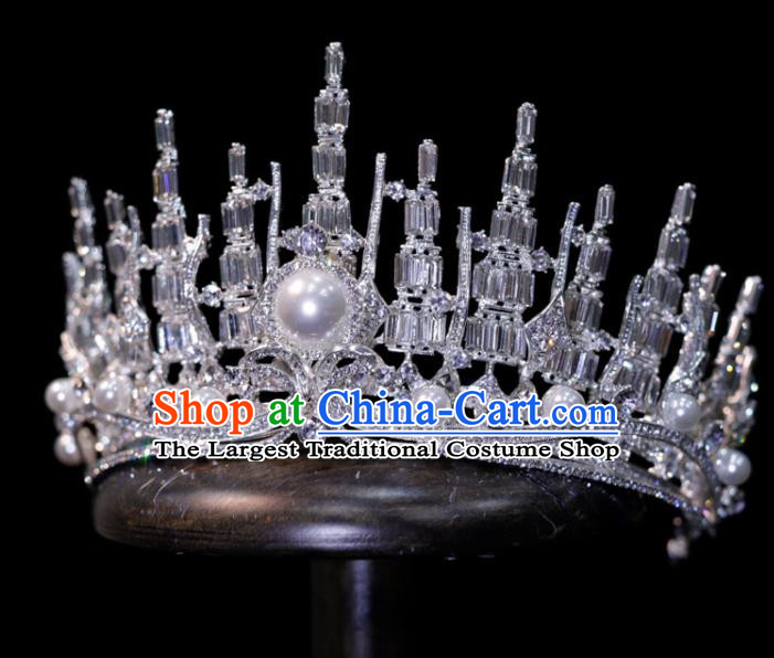 Top Grade Handmade Wedding Tiara Bride Zircon Headpiece Crystal Royal Crown Princess Hair Accessories