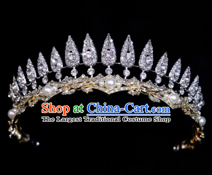 Top Grade Baroque Princess Hair Accessories Wedding Tiara Bride Zircon Headpiece Handmade Crystal Royal Crown