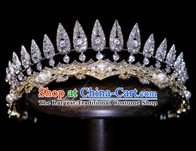 Top Grade Baroque Princess Hair Accessories Wedding Tiara Bride Zircon Headpiece Handmade Crystal Royal Crown