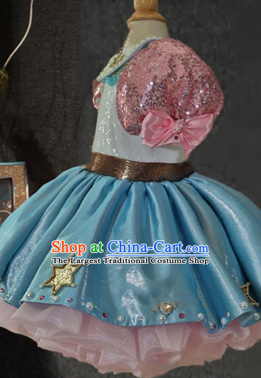 Top Children Day Performance Clothing Girl Chorus Garment Catwalks Evening Dress Stage Performance Fashion