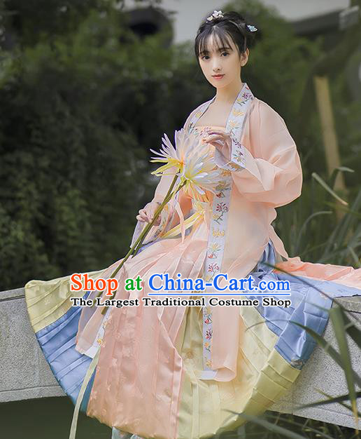 China Traditional Historical Clothing Ancient Young Lady Hanfu Dress Song Dynasty Female Embroidered Costumes Complete Set