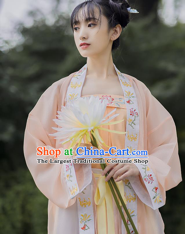 China Traditional Historical Clothing Ancient Young Lady Hanfu Dress Song Dynasty Female Embroidered Costumes Complete Set