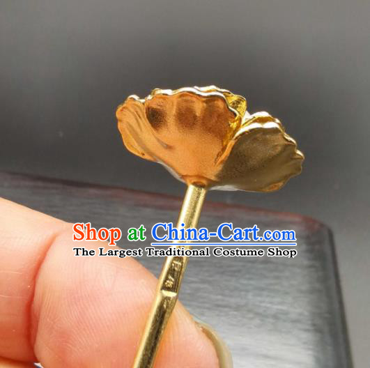 China Traditional Gilding Silver Peony Hairpin Ancient Empress Pearl Hair Stick Classical Hanfu Headpiece Handmade Hair Accessories