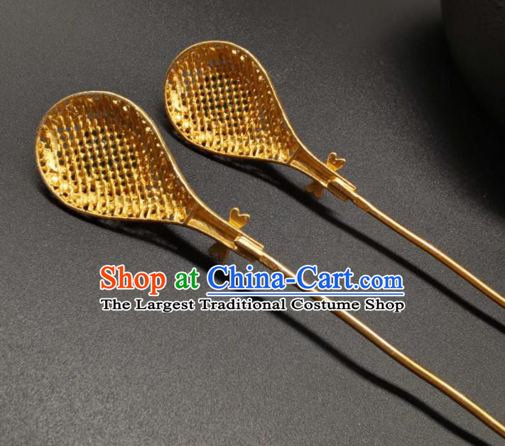 China Handmade Hair Accessories Traditional Gilding Silver Hairpin Ancient Empress Chrysoprase Hair Stick Classical Hanfu Headpiece