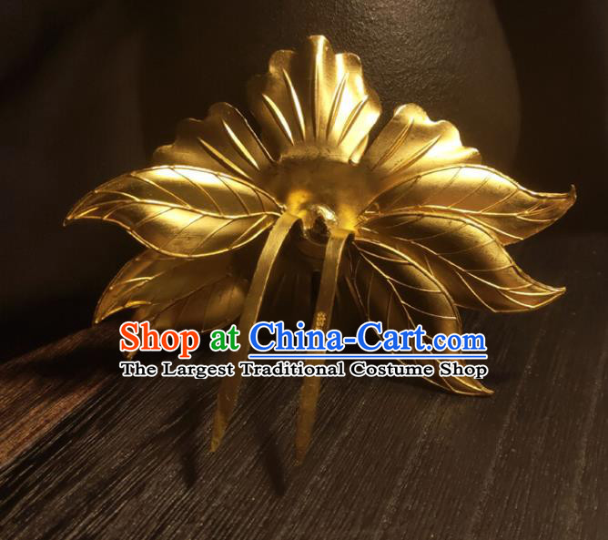 Chinese Traditional Wedding Hair Accessories Ancient Princess Gilding Peony Hairpin Classical Hair Crown Handmade Tang Dynasty Headpiece