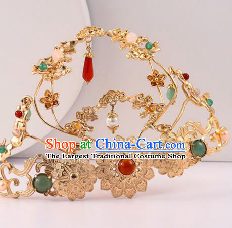 Chinese Classical Wedding Hair Crown Handmade Song Dynasty Headdress Traditional Hanfu Hair Accessories Ancient Princess Headpiece