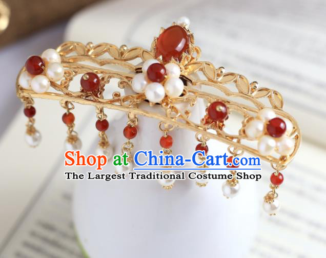 Chinese Ancient Princess Headpieces Classical Wedding Hairpins Handmade Ming Dynasty Golden Hair Sticks Traditional Hanfu Hair Accessories