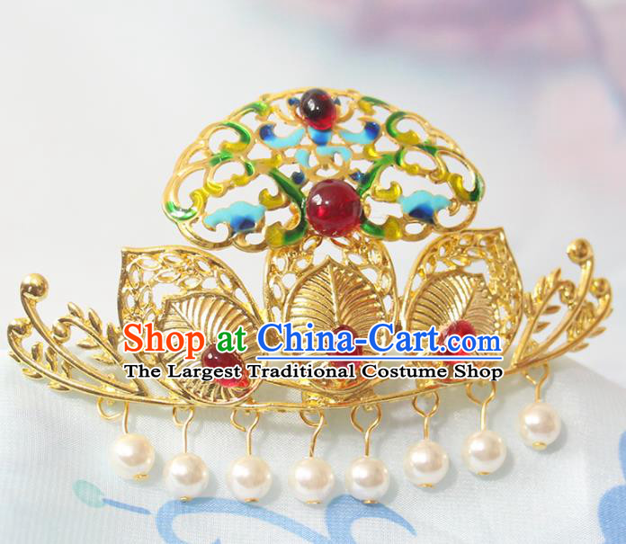 Chinese Ancient Princess Hair Crown Classical Wedding Hairpin Handmade Ming Dynasty Headpieces Traditional Hanfu Hair Accessories