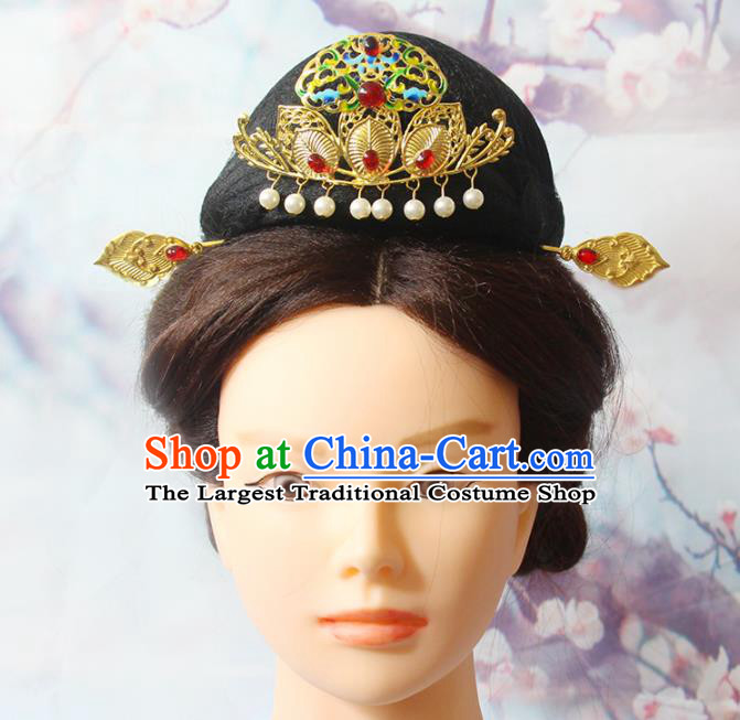 Chinese Ancient Princess Hair Crown Classical Wedding Hairpin Handmade Ming Dynasty Headpieces Traditional Hanfu Hair Accessories
