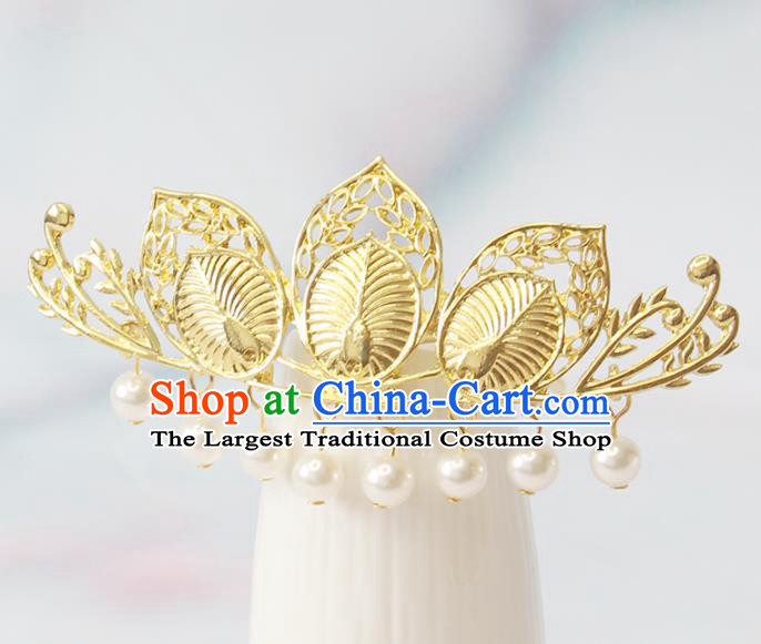 Chinese Traditional Hanfu Hair Accessories Ancient Empress Hairpins Classical Wedding Golden Hair Crown Handmade Song Dynasty Headpieces