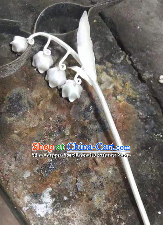 Chinese Classical Hair Stick Cheongsam Headpiece Traditional Hair Accessories Handmade Silver Convallaria Hairpin