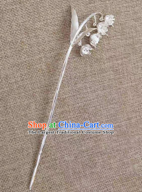 Chinese Classical Hair Stick Cheongsam Headpiece Traditional Hair Accessories Handmade Silver Convallaria Hairpin