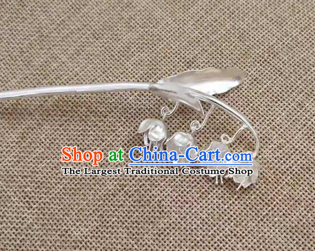 Chinese Classical Hair Stick Cheongsam Headpiece Traditional Hair Accessories Handmade Silver Convallaria Hairpin
