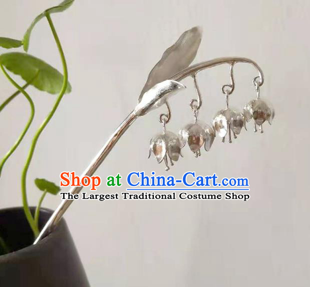 Chinese Classical Hair Stick Cheongsam Headpiece Traditional Hair Accessories Handmade Silver Convallaria Hairpin