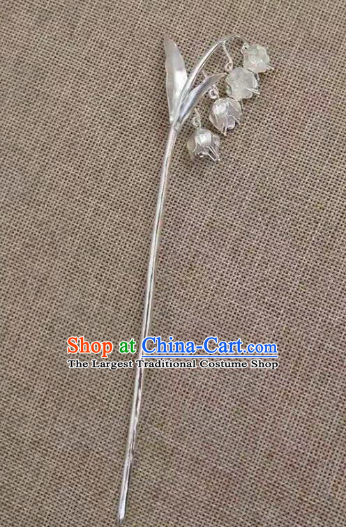 Chinese Classical Hair Stick Cheongsam Headpiece Traditional Hair Accessories Handmade Silver Convallaria Hairpin