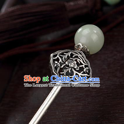 Chinese Cheongsam Accessories Headpiece Handmade Carving Hairpin Traditional Hair Jewelry Classical Silver Hair Stick