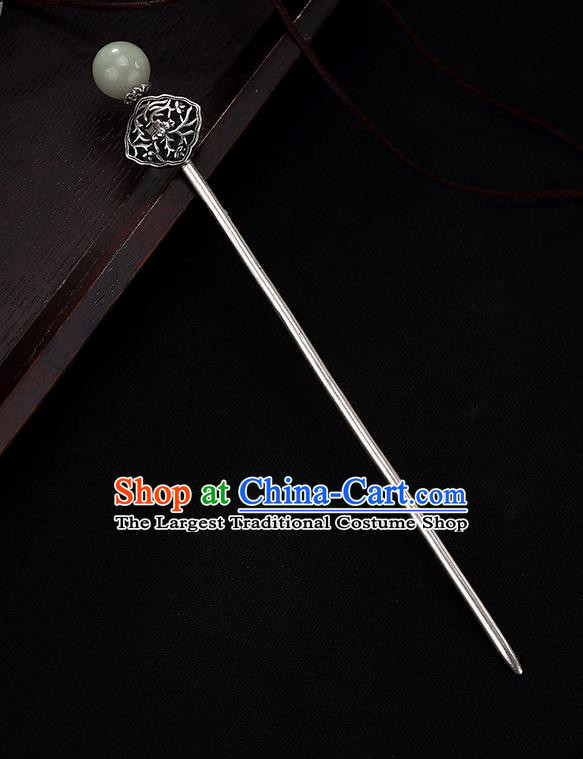 Chinese Cheongsam Accessories Headpiece Handmade Carving Hairpin Traditional Hair Jewelry Classical Silver Hair Stick