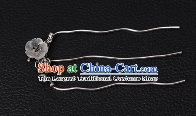 Chinese Traditional Hair Jewelry Classical Silver Hair Comb Cheongsam Accessories Headpiece Handmade Crystal Sakura Hairpin