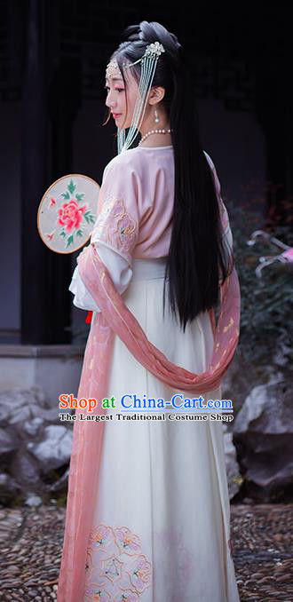 China Ancient Young Lady Hanfu Dress Garments Traditional Tang Dynasty Country Girl Historical Clothing Full Set