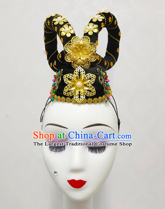 Handmade Chinese Classical Dance Fairy Hair Accessories Stage Performance Hairpieces Woman Flying Apsaras Dance Wigs Chignon