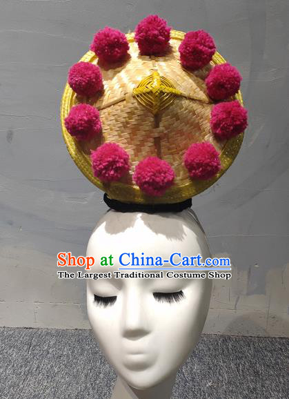 China Classical Dance Headdress Stage Performance Hat Yunnan Dai Ethnic Drum Dance Hair Accessories