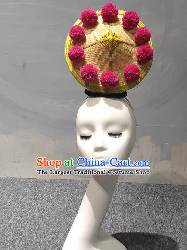 China Classical Dance Headdress Stage Performance Hat Yunnan Dai Ethnic Drum Dance Hair Accessories