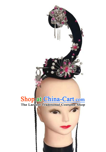 Handmade Chinese Dunhuang Apsaras Dance Hair Accessories Water Sleeve Dance Hairpieces Classical Dance Wigs Chignon