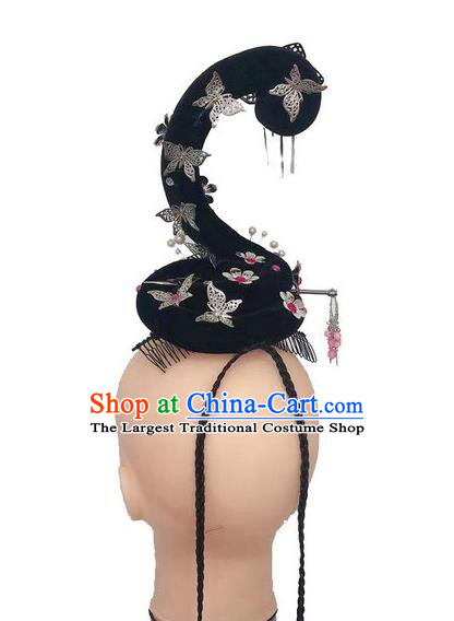 Handmade Chinese Dunhuang Apsaras Dance Hair Accessories Water Sleeve Dance Hairpieces Classical Dance Wigs Chignon