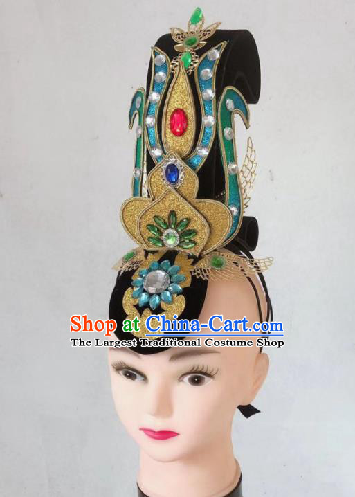 Handmade Chinese Flying Fairy Dance Hairpieces Classical Dance Wigs Chignon Woman Lute Dance Hair Accessories