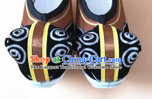 Chinese Handmade Scholar Brown Satin Shoes Peking Opera Shoes Male Shoes Beijing Opera Xiaosheng Shoes
