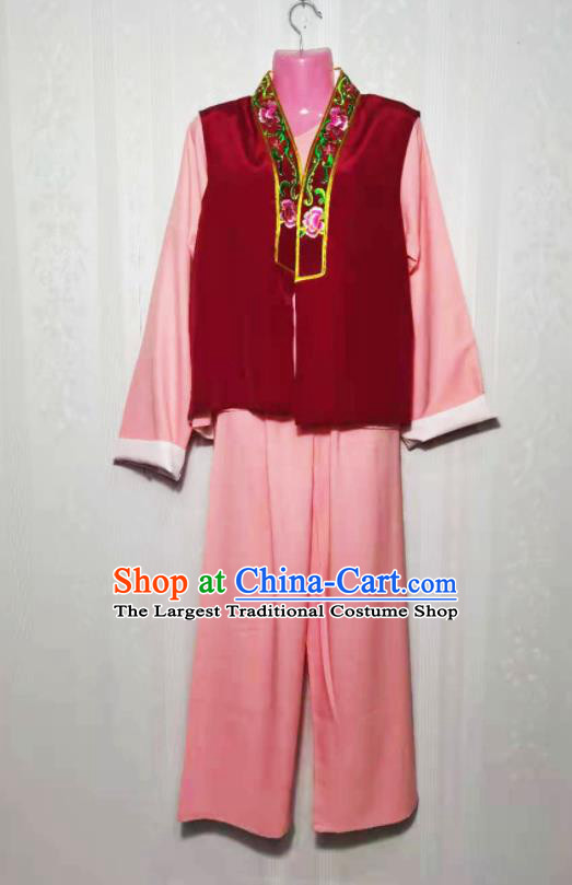 China Beijing Opera Actress Dress Garments Ancient Country Lady Clothing Peking Opera Village Girl Pink Dress Uniforms