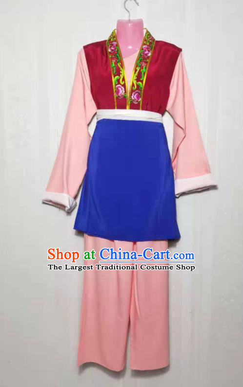 China Beijing Opera Actress Dress Garments Ancient Country Lady Clothing Peking Opera Village Girl Pink Dress Uniforms